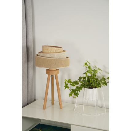 Duolla - Stona lampa YUTE TRIO 1xE27/15W/230V pr. 25 cm braon/sivo/bež