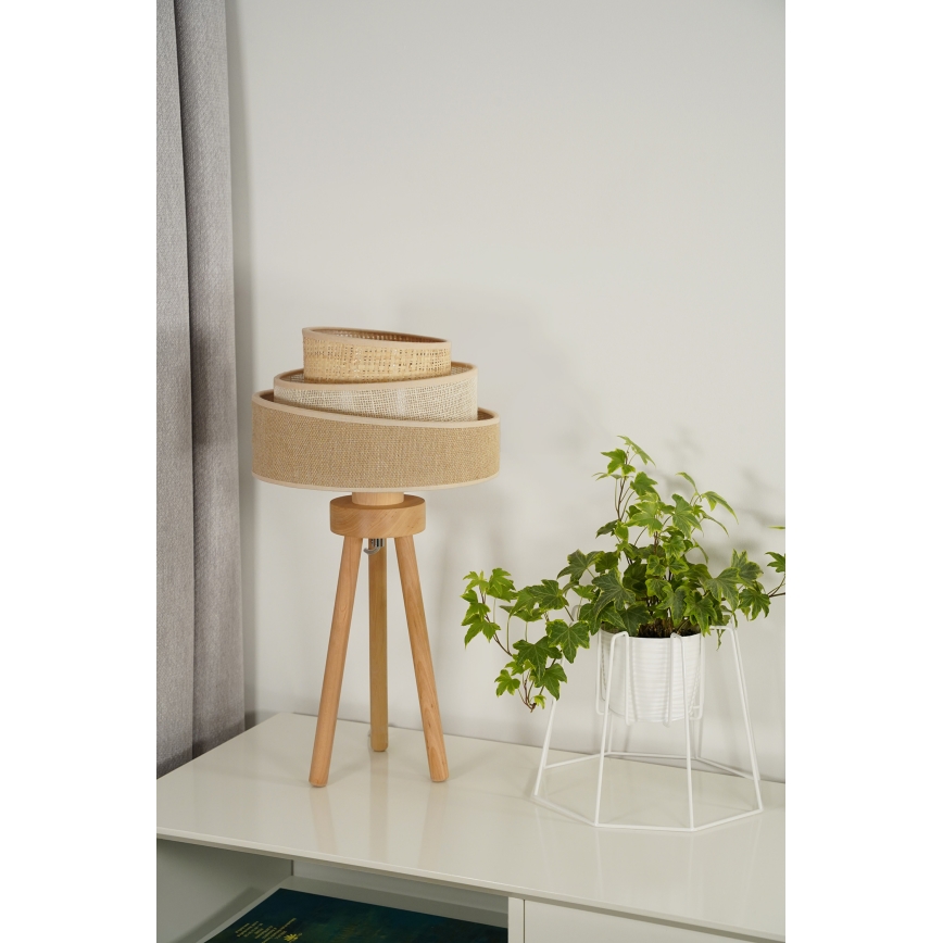 Duolla - Stona lampa YUTE TRIO 1xE27/15W/230V pr. 25 cm braon/sivo/bež