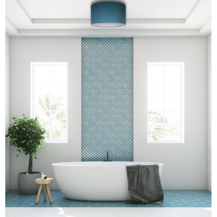 Duolla - Stropna svetiljka BRISTOL 1xE27/15W/230V Ø 45 cm tirkizna/bela