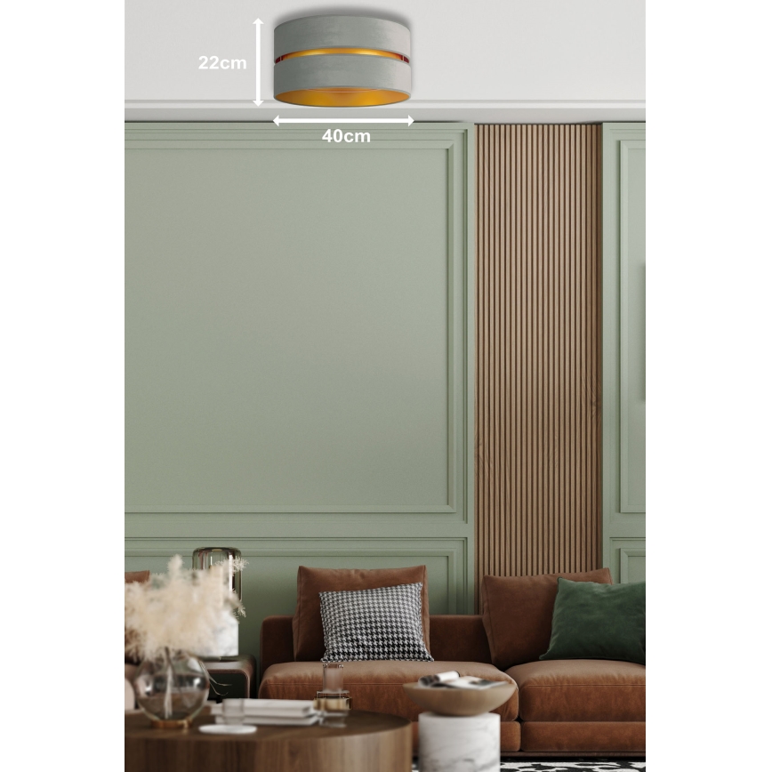 Duolla - Stropna svetiljka DUO 1xE27/15W/230V, prečnik 40 cm, zelena/zlatna