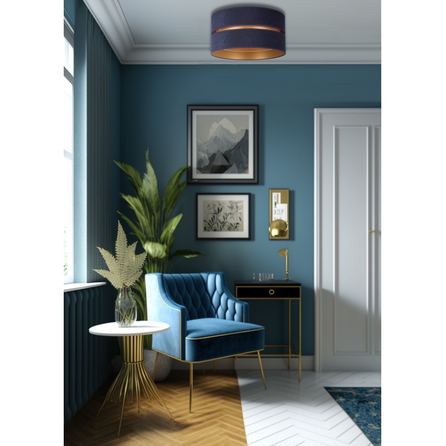 Duolla - Stropna svetiljka DUO 1xE27/15W/230V prečnika 40 cm plava/zlatna