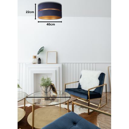 Duolla - Stropna svetiljka DUO 1xE27/15W/230V prečnika 40 cm plava/zlatna