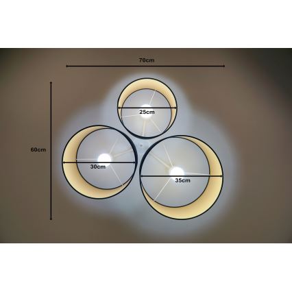 Duolla - Stropna svetiljka ROLLER TRIO 3xE27/60W/230V crna/zlatna