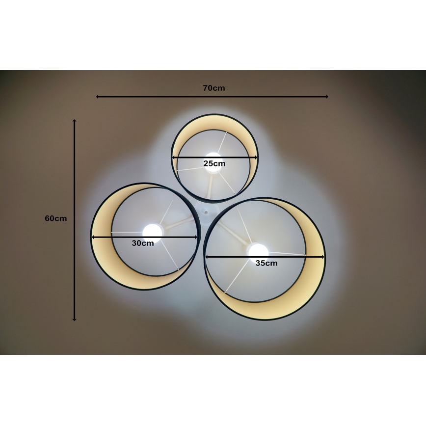 Duolla - Stropna svetiljka ROLLER TRIO 3xE27/60W/230V crna/zlatna