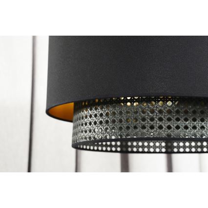 Duolla - Viseći luster na sajli BOHO RATTAN 1xE27/15W/230V, prečnik 45 cm, crna