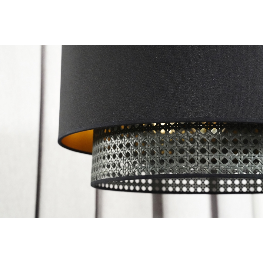 Duolla - Viseći luster na sajli BOHO RATTAN 1xE27/15W/230V, prečnik 45 cm, crna