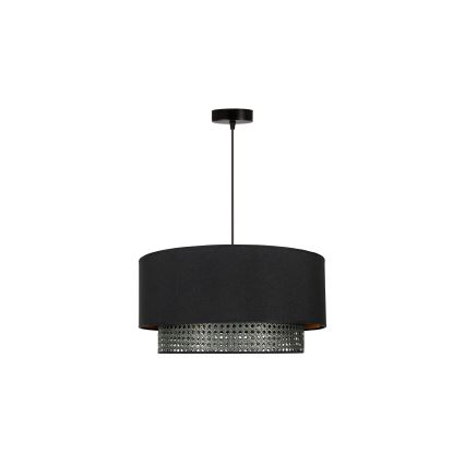 Duolla - Viseći luster na sajli BOHO RATTAN 1xE27/15W/230V, prečnik 45 cm, crna