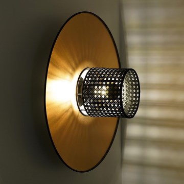 Duolla - Zidna lampa TOKYO RATTAN 1xE27/15W/230V pr. 50 cm zlatna/crno