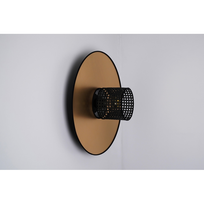 Duolla - Zidna lampa TOKYO RATTAN 1xE27/15W/230V pr. 50 cm zlatna/crno