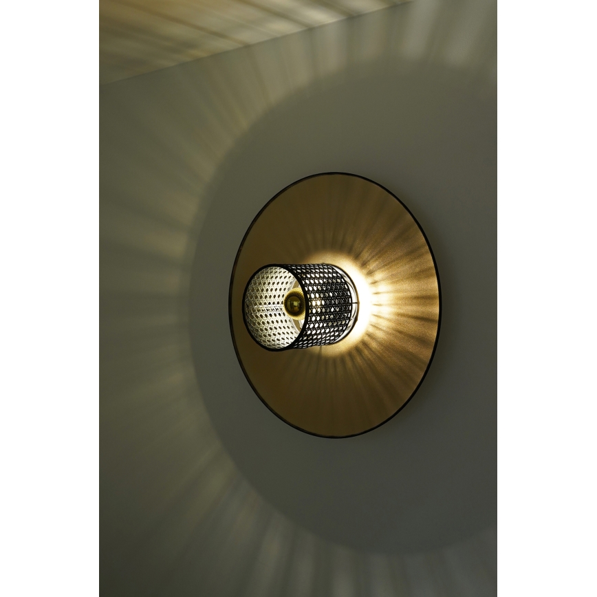 Duolla - Zidna lampa TOKYO RATTAN 1xE27/15W/230V pr. 50 cm zlatna/crno
