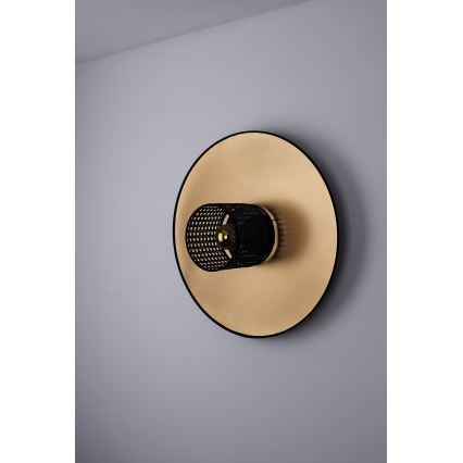 Duolla - Zidna svetiljka TOKYO RATTAN 1xE27/15W/230V prečnik 50 cm zlatna/crna