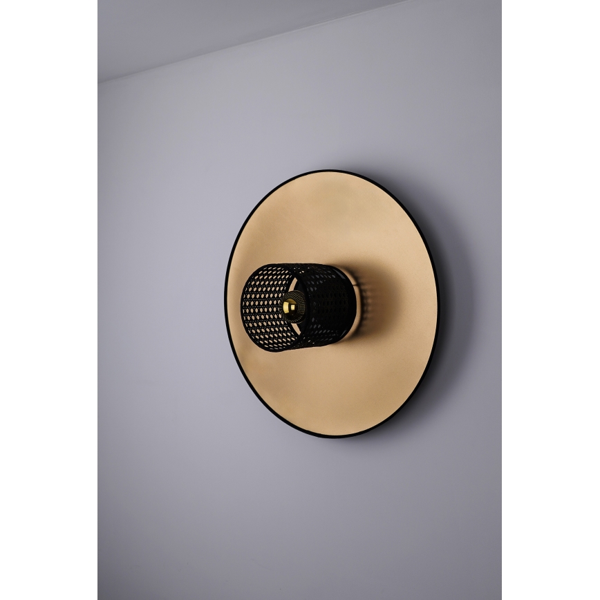 Duolla - Zidna svetiljka TOKYO RATTAN 1xE27/15W/230V prečnik 50 cm zlatna/crna