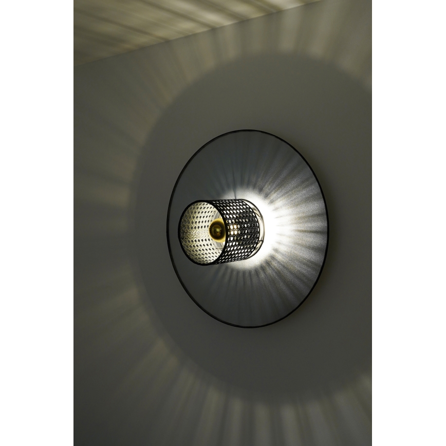 Duolla - Zidno svetlo TOKYO RATTAN 1xE27/15W/230V, prečnik 50 cm, srebrna/crna