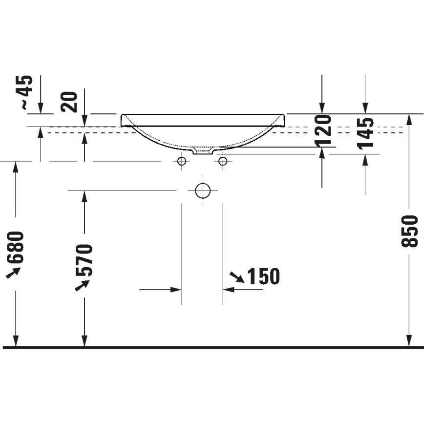 Duravit 358600079 - Ugrađeni umivaonik D-NEO 60x44 cm keramika/sjajna bela