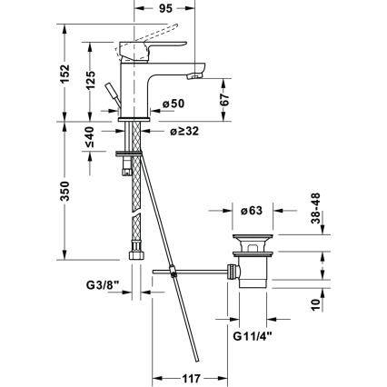 Duravit DC1013001046 - Slavina za umivaonik sa odlivom D-CODE mat crna