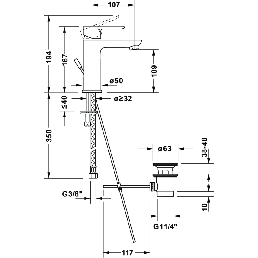 Duravit DC1023001010 - Baterija za umivaonik + klik-klak čep D-CODE sjajni hrom