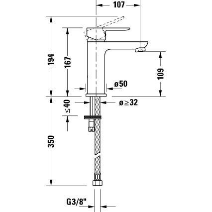 Duravit DC1023002010 - Baterija za umivaonik D-CODE, sjajni hrom