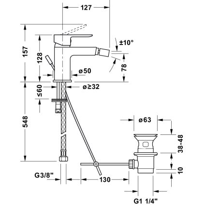 Duravit DC2400011046 - Slavina za bide D-CODE mat crna