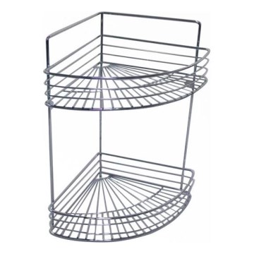 Dvokatna zidna polica za tuš 30,6x37,5 cm sjajni hrom