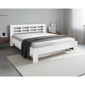 Dvokrevetni krevet od masivnog drveta sa prostorom za odlaganje ANGELA 180x200 cm beo