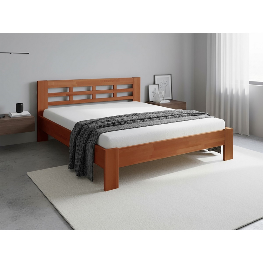 Dvokrevetni krevet od punog drveta ANGELA 180x200 cm šljiva