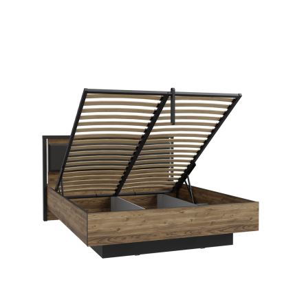 Dvokrevetni krevet sa prostorom za odlaganje OREN 160x200 cm, braon/crna