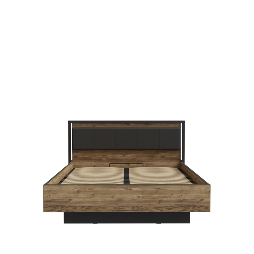 Dvokrevetni krevet sa prostorom za odlaganje OREN 160x200 cm, braon/crna