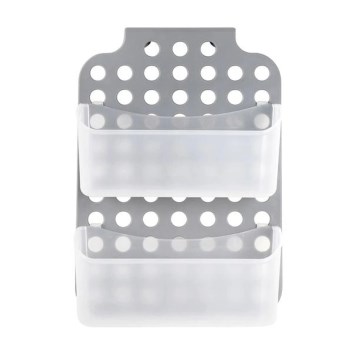 Dvoslojna viseća polica za tuš 12x35,5 cm siva/bela