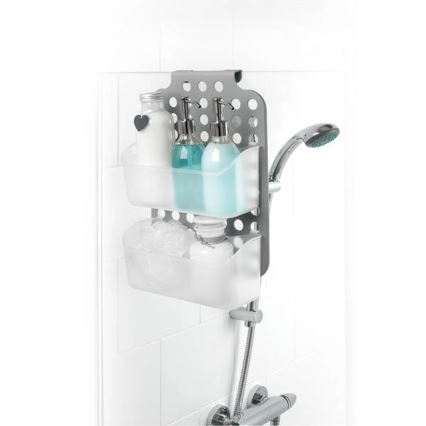 Dvoslojna viseća polica za tuš 12x35,5 cm siva/bela