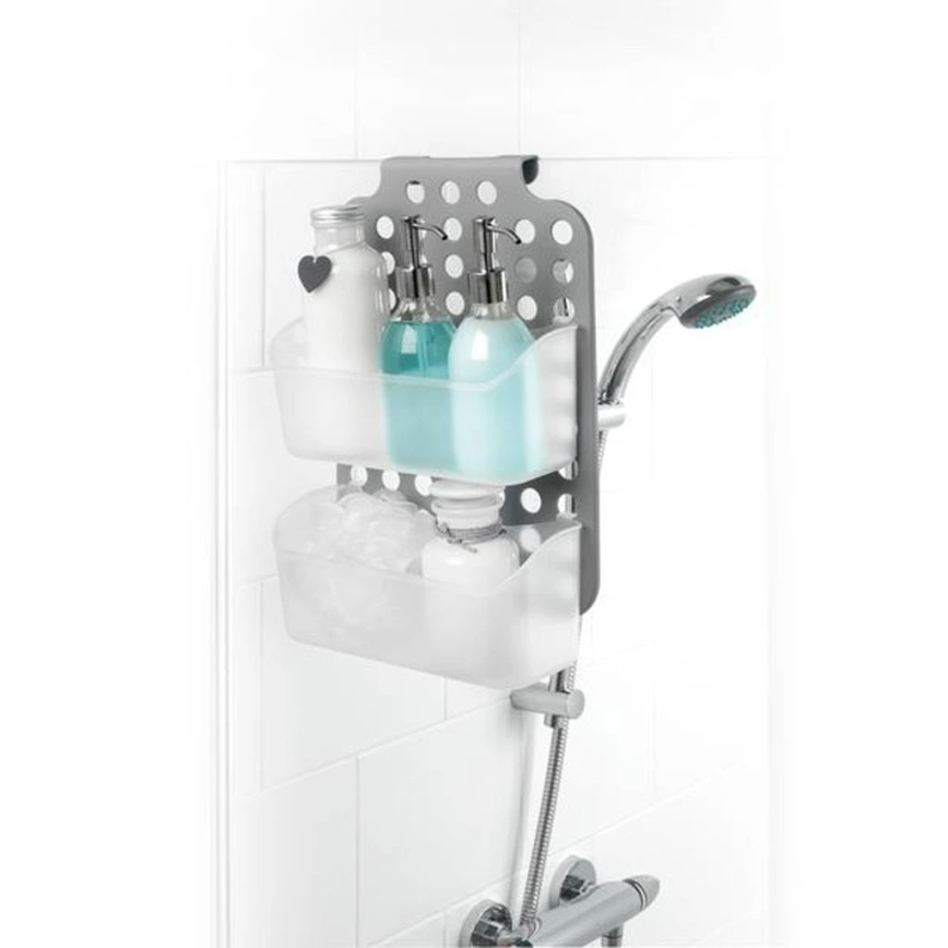 Dvoslojna viseća polica za tuš 12x35,5 cm siva/bela