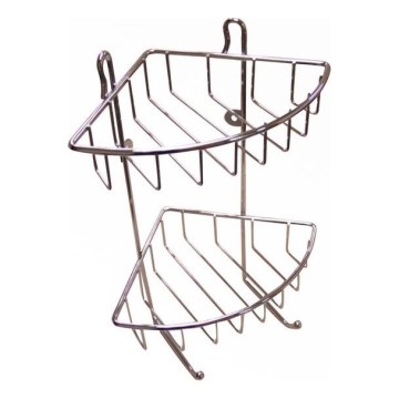 Dvostruka zidna polica za tuš 22,5x30 cm, polirani hrom