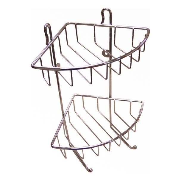 Dvostruka zidna polica za tuš 22,5x30 cm, polirani hrom