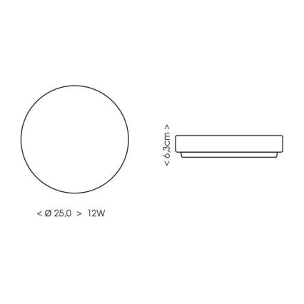 LED plafonjera za kupatilo LIRA LED/12W/230V 4000K pr. 25 cm IP44 crno