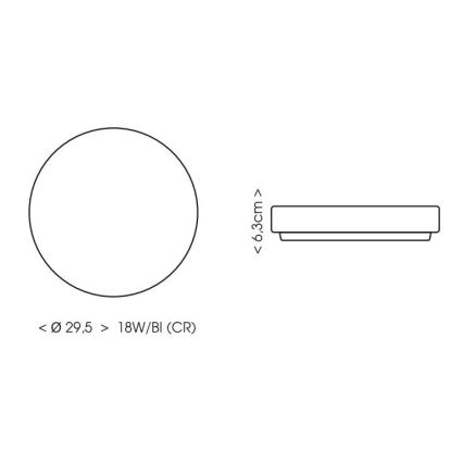LED plafonjera za kupatilo LIRA LED/18W/230V 4000K pr. 29,5 cm IP44 crno