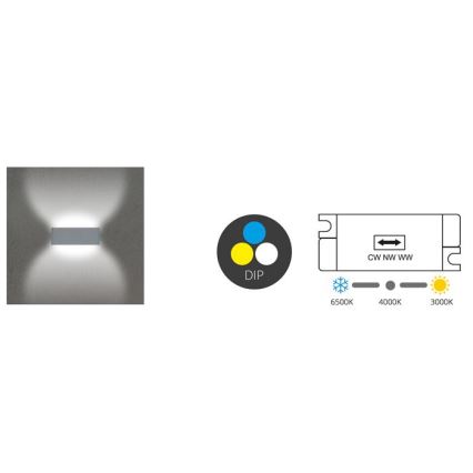 LED Spoljna zidna lampa BRICK 2xLED/6W/230V 3000/4000/6500K IP65 crno