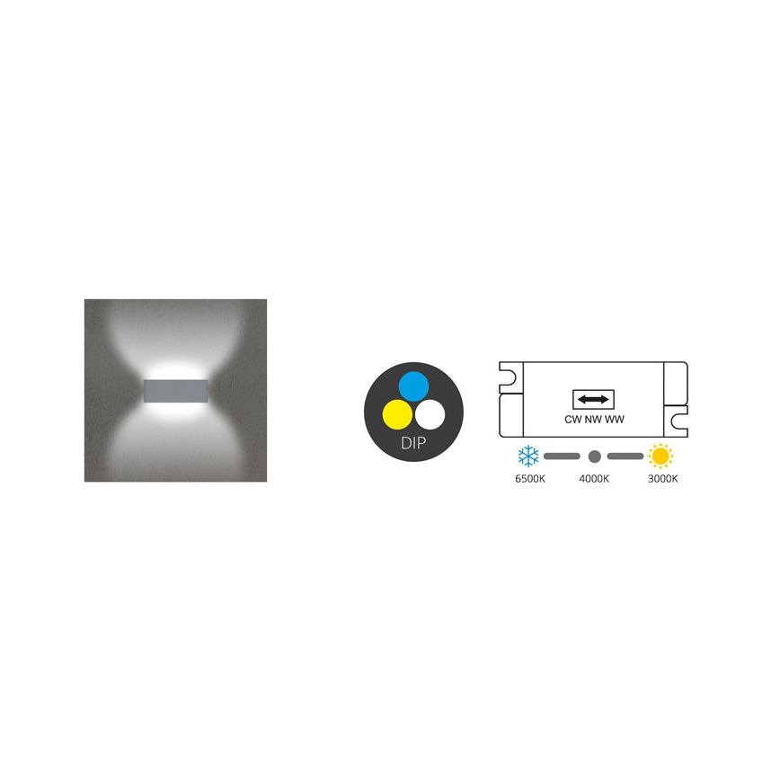 LED Spoljna zidna lampa BRICK 2xLED/6W/230V 3000/4000/6500K IP65 crno