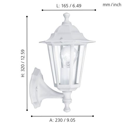 EGLO - Spoljašnja zidna lampa 1xE27/60W bela