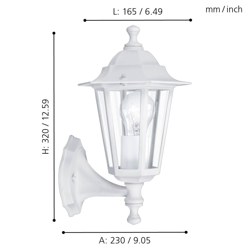 EGLO - Spoljašnja zidna lampa 1xE27/60W bela