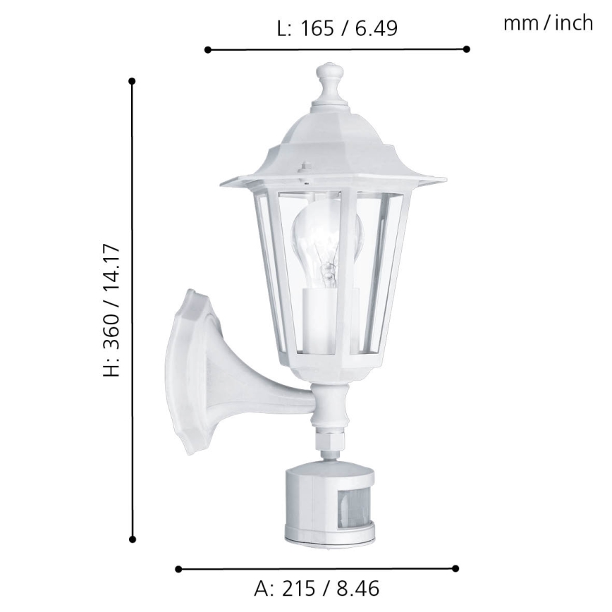 EGLO - Spoljašnja lampa sa senzorom 1xE27/60W/230V