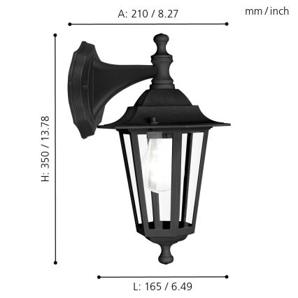 EGLO - Spoljašnja zidna lampa 1xE27/60W crno