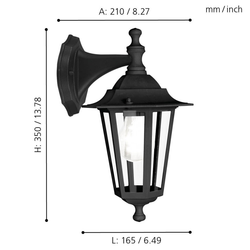 EGLO - Spoljašnja zidna lampa 1xE27/60W crno