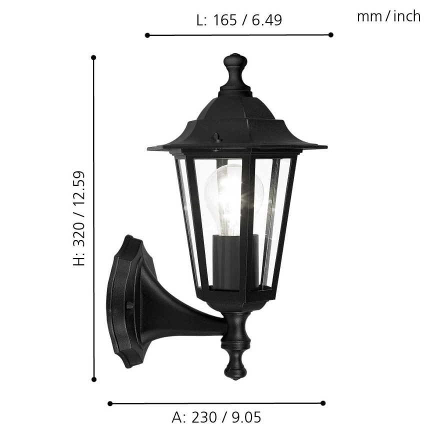 EGLO - Spoljašnja zidna lampa 1xE27/60W crno