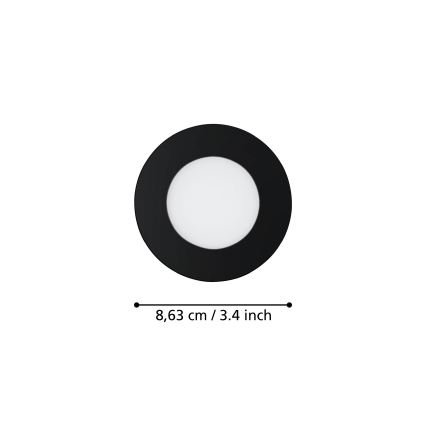 Eglo 31743 - Komplet 3x LED prigušiva kupatilska ugradna svetla FUEVA-Z 1xLED/2,8W/230V 2700-6500 IP44 crna prečnik 8,5 cm