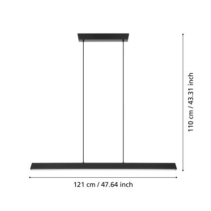 Eglo 31756 - LED RGBW Prigušivi luster na sajli SIMOLARIS-Z LED/35W/230V 2700-6500K crno