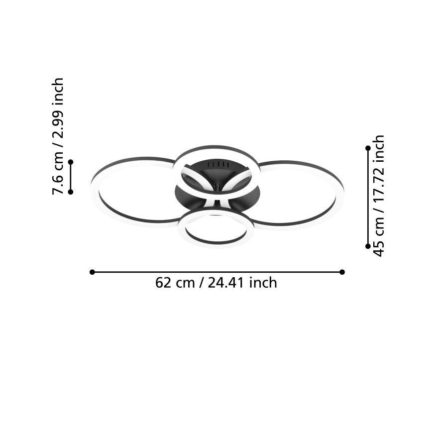 Eglo 31769 - LED Prigušiva plafonjera PARRAPOS-Z LED/41W/230V 3000-6500K crno