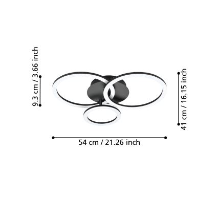 Eglo 31771 - LED Prigušiva plafonjera PARRAPOS-Z LED/33W/230V 3000-6500K crno