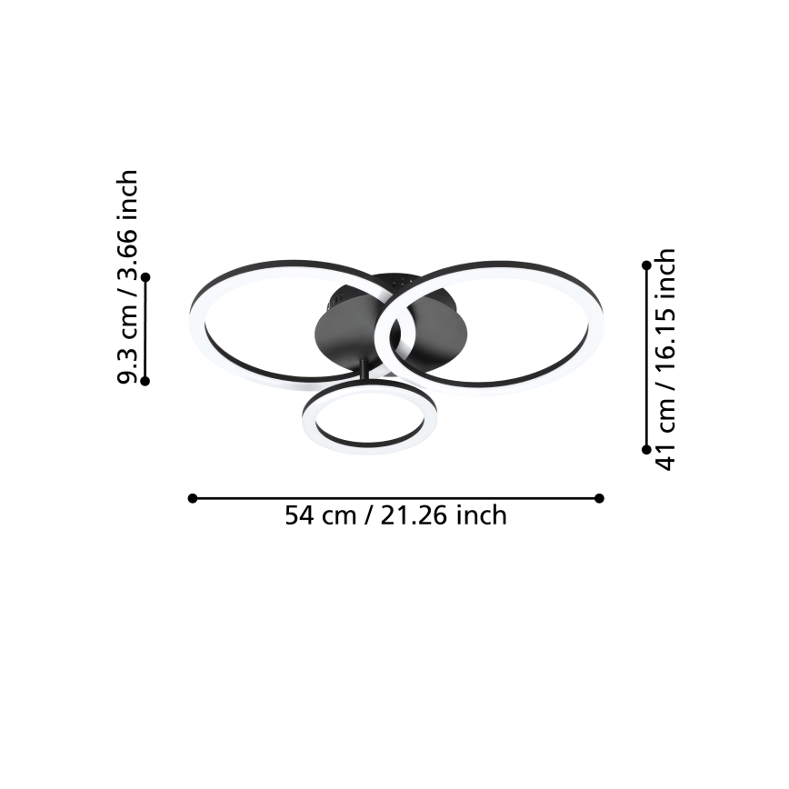 Eglo 31771 - LED Prigušiva plafonjera PARRAPOS-Z LED/33W/230V 3000-6500K crno