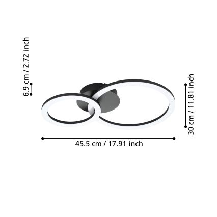 Eglo 31772 - LED Prigušiva plafonjera PARRAPOS-Z LED/15W/230V 3000-6500K crno