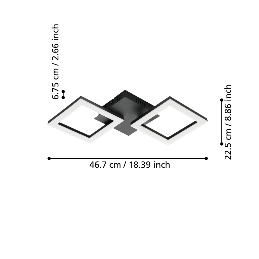 Eglo 31773 - LED Prigušiva plafonjera PARANDAY-Z LED/15,5W/230V 3000-6500K crno