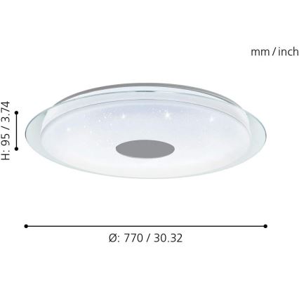 Eglo 32344 - LED RGBW prigušiva plafonska svetiljka LANCIANO-C LED/53W/230V 2700-6500K + daljinski upravljač